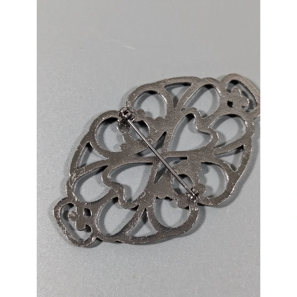Western Copper Tone Retro Open Metal Work Scroll Oval Pin Brooch‎